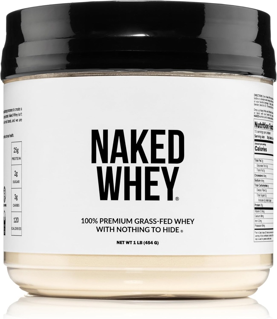 NAKED Serwatka 1Lb - Tylko 1 Składnik, Granulki serwatki w proszku, bez denaturacji, No Gmos, No Soy, Gluten Free, Stymulowanie wzrostu, Poprawa Odzyskiwania - 15 Sług