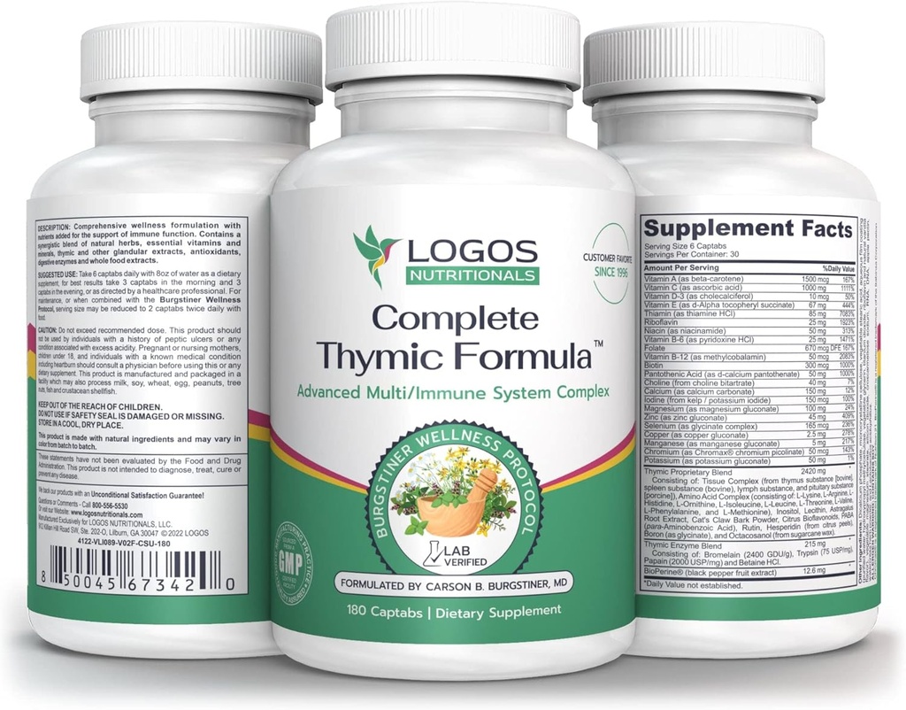 Kompletna Formuła Thymic Formula ™, Kompleksowa Multiwitamina i Multimineral z ekstraktami Thymus Glandular (180 liczenie (opakowanie po 1)