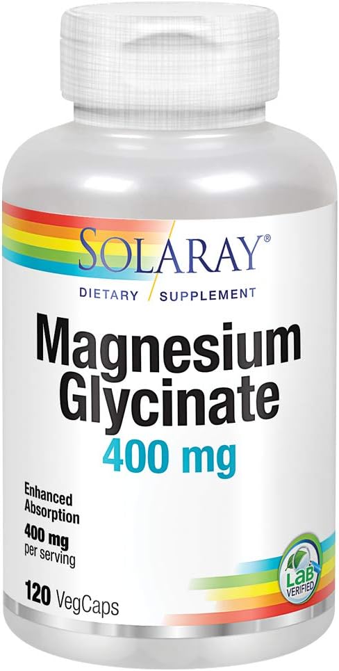 Solaray Magnezu Glycinate 400 mg Humalog 124; Zdrowe Relaks, kości i układu sercowo-naczyniowego Wsparcie (120 CT, 30 Służenie)