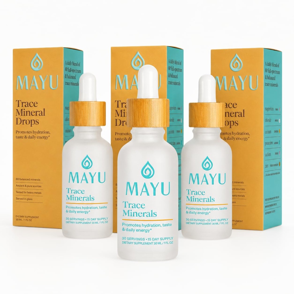 MAYU Skoncentrowane jonowe szlaki mineralne - Bogate koncentraty elektrolity: Sodu suplementy chlorku magnezu - Esencjalna kropla mieszanki do immunologicznego wsparcia - Żywotnopakowana woda alkaliczna - 3 opakowania