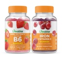 Żywa witamina B6 + Żelazko z witaminą C, Gummies Bundle - Wielki degustacja, Suplement witaminy, Gluten wolny, GMO wolny, Chewable