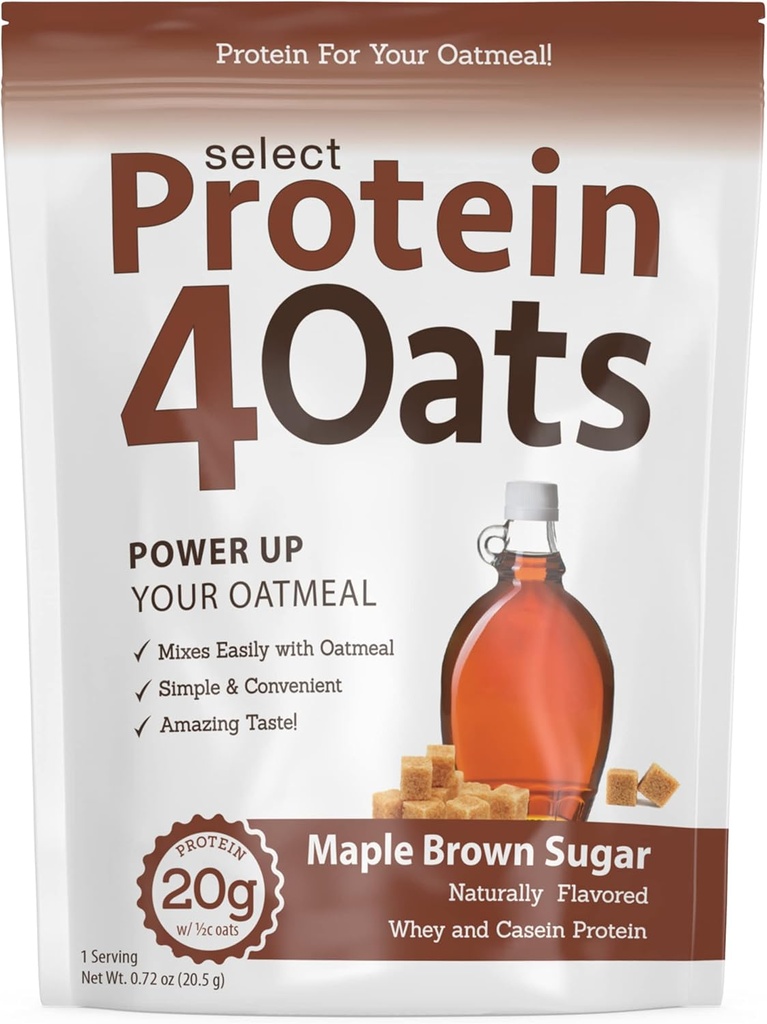 Pescience Protein4Oats, Proszek, aby niesamowite degustacja białka owsianka, z serwatką i kazeiną, Gluten wolny, klonowy brązowy cukier, 12 Służenia