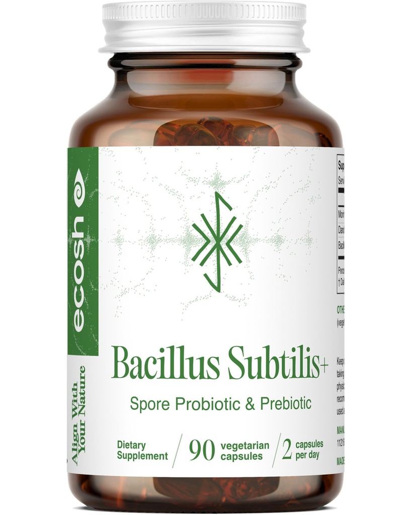 Bacillus Subtilis Spore Based Probiotic - Wysoka potencja Szczep z prebiotykiem dla zrównoważonego brzucha 124; Codzienne Gut Health & Microbiome Wsparcie dla rodziny 124; 6 Miliard CFU na dzień 124; 90 Kapsułki wegetariańskie