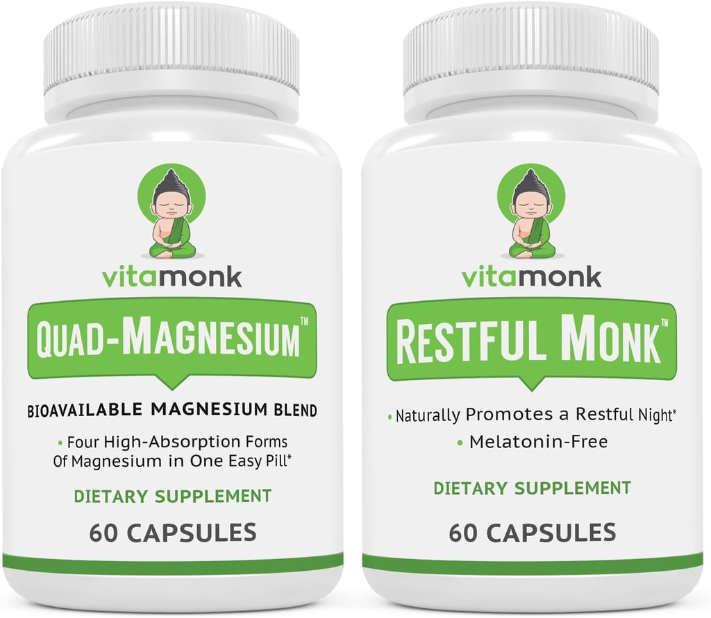 Sleep & Relaxation Bundle: VitaMonk Melatonin Free Sleep Aid + Quad Magnezu Mieszanka