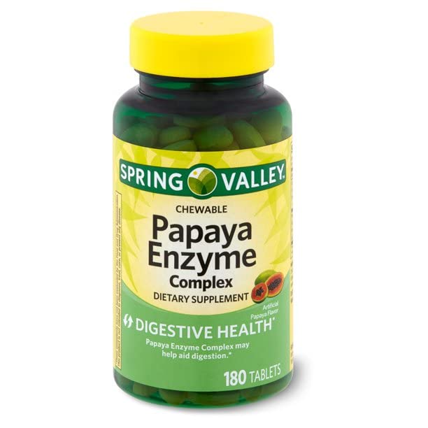 Spring Valley Spring - Valley Papaya Enzyme Complex Tablets - 180 tabletek do rozgryzania i żucia 2 180 sztuk (opakowanie 2)
