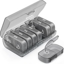 AUVON XL Cotygodniowy pill Organizator 2 razy dziennie, Pill Box 7 Dzień z One- Side Duże otwarcia dla łatwego w użyciu, Szary AM PM pill Case dla leków, Witaminy, Oleje rybne, Suplementy