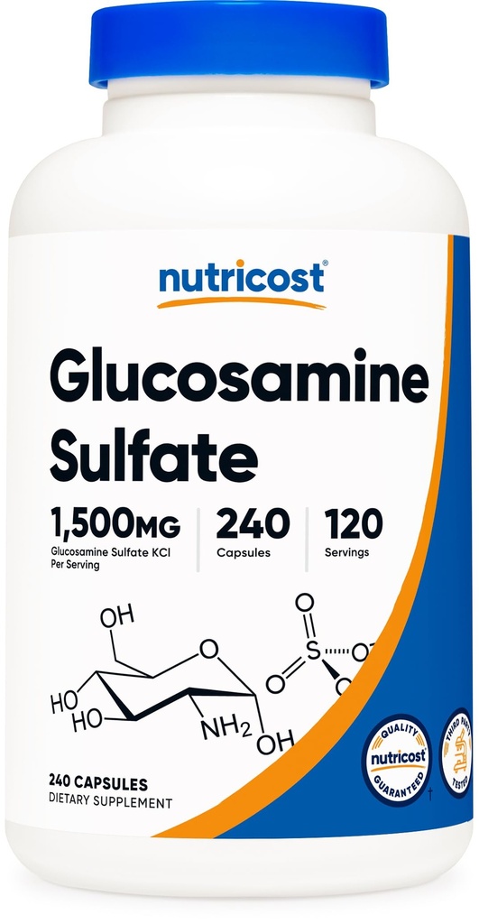 Nutricost Glukozamina Siarczan 1500mg, 240 kapsułki - 750mg na kapsułkę, bez glutenu, Non-GMO