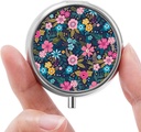 Mini Pill Box, Małe Pill Box, Przenośne Pill Box, Cute Pill Organizer dla witamin, Leki, Olej rybny i suplementy (Kwiat)