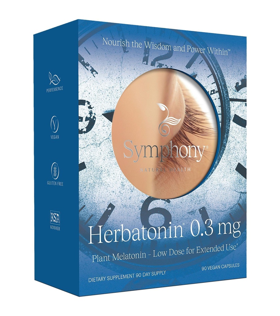 Herbatonin ® 0, 3 mg - Pierwszy oparty na plantatorze, Naturalny suplement melatoninowy (Phyto- Melatonina) - Niska dawka Sleep Aid, Wspomaga Circadian Rhythm & Cellular Health - 90 Kapsułki (90 Day Supply)