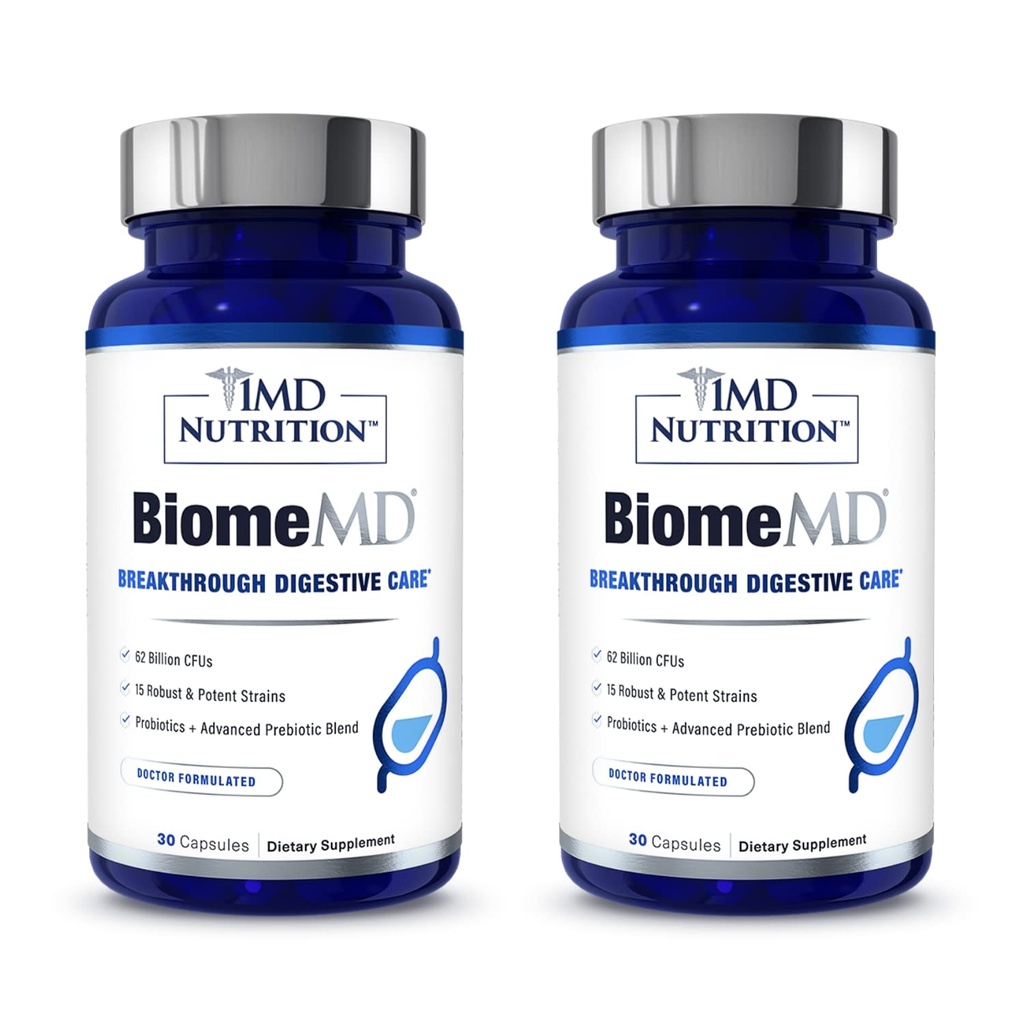 1MD Nutrition BiomeMD Probiotyki 124; 62 Miliard CFU, 15 Kompleksowych Cieśnin - Pro & Prebiotyka Biologiczna 124; Doctor- Formulacja do Żywienia Zdrowia i Wsparcie immunologiczne 124; 60 Kapsułki