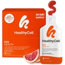 Codzienny suplement do cieczy Healthycell Eye Health - Witaminy i minerały do oczu z luteiną, zeaksantyną, astaksantyną i karotenem do pielęgnacji wzroku i wsparcia plamki - 30 opakowań żelowych