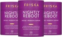 FRISKA Nightly Reboot Enzym i suplement probiotyki, Promotes Better Trawienie i sen, Wsparcie Gut Zdrowie dla mężczyzn i kobiet, Melatonina, Rumianek, 90 Kapsułki