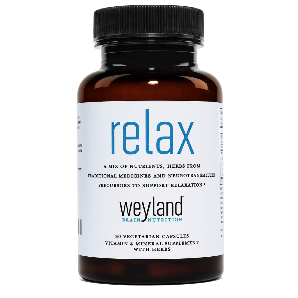 Relax - Natural Sleep Supplement with GABA, L- Theanine, Valerian Root, 5- HTP, Lemon Balm - Pomoc na uspokojenie i relaks - 30 Kapsułki wegetariańskie