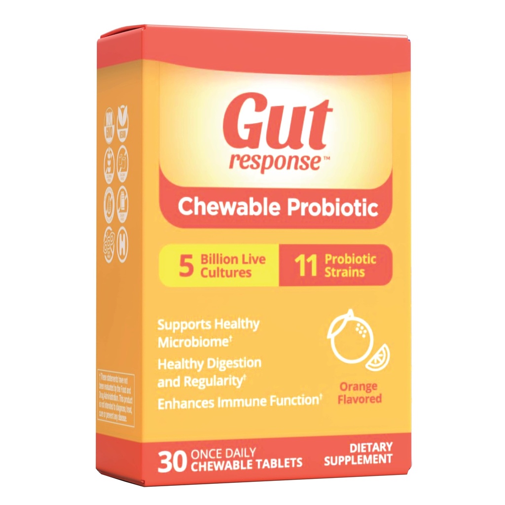 Probiotyk do żucia dla mężczyzn i kobiet, Slows Down Digestive Starzenie, Wzmacnia system immunologiczny, Non-GMO, Gluten Free & Soy Free, 5 Miliard CFU, 30 Tabletki do żucia, Flavor pomarańczowy