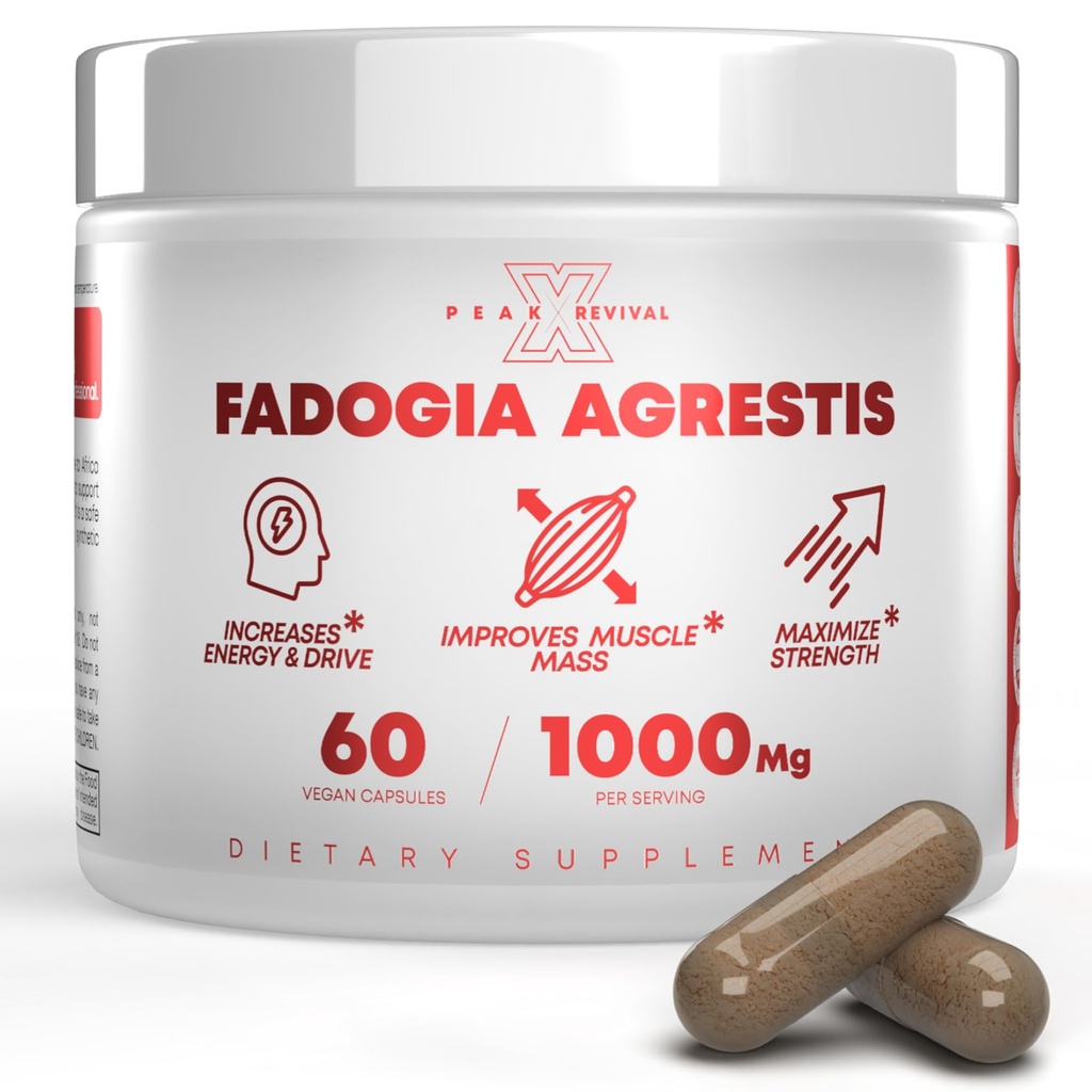 Fadogia Agrestis 1000mg Per Serving Supplement - Pothent Extract to Increase Energy, Atletic Performance & Muscle Mass - Suplementy, Made in The USA (60 kapsułki)