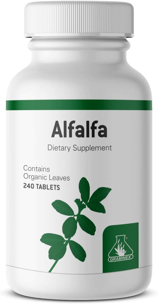 Graminex Alfalfa Tablets - Nie-GMO Green Superfood Suplement z witamin, minerałów, Amino Acids - 240 Tabletki