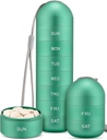 Zannaki Metal Moisture Proof Weekly Pill Organizator, Stackable Aluminium Alloy BPA Free Travel Turystyka 7 dni Pill Box Case Wodoodporny i duży komplet do przechowywania tabletek, Witaminy, Olej rybny, Suplementy