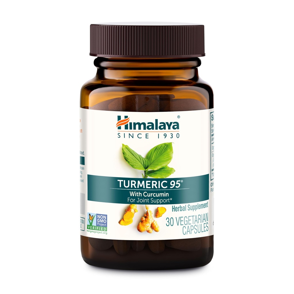 Kurkuma himalajska 95 - Herbal Supplement with Turmeric Curcumin for Joint Support and Mobility, 95% Curcuminoids - Vegan, Non-GMO, Gluten Free, 600 mg, 30 kapsułki