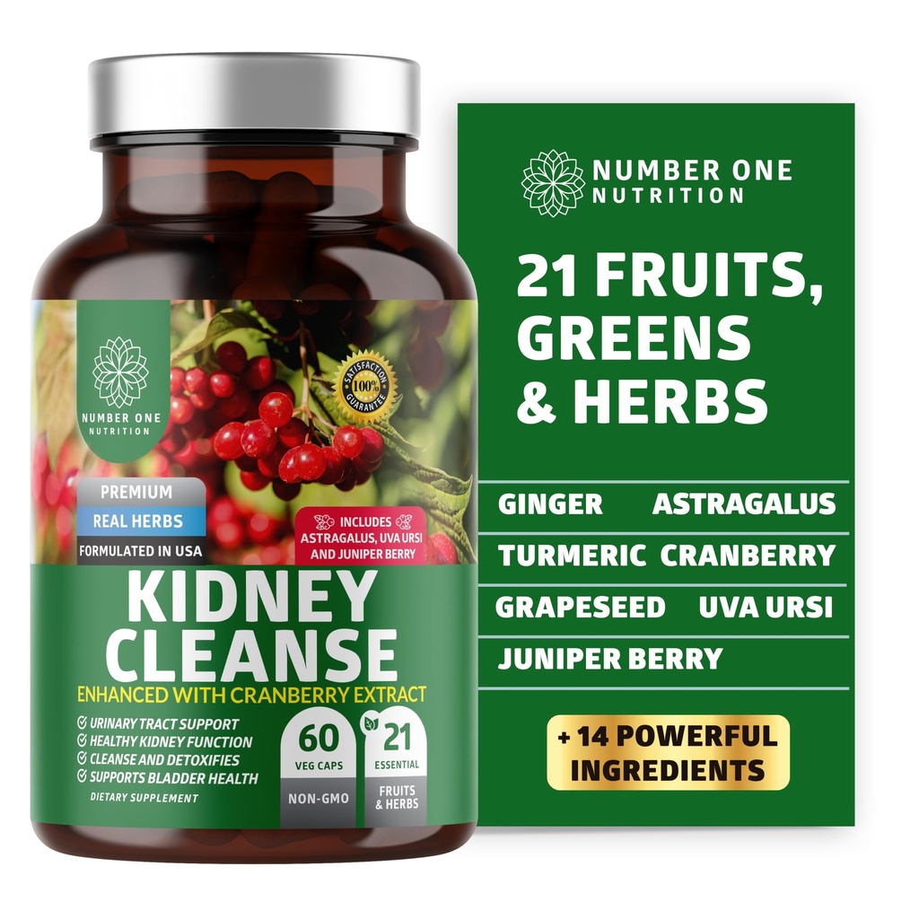 N1N Premium Nurney Cleanse [21 Potent Herbs] do kontroli trakcji moczowej i pęcherza moczowego, Natural Nurney Support with Cranberry Extract, Astragalus and Uva Ursi Leaf, 60 Veg Caps