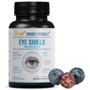 Eye Shield Supplement with Bilberry Extract, Lutein, Zeaksantyna, Astaksantyna i Beta- Karoten - Pomaga suche oczy, Vision Health i Night Vision, 90 Kapsułki Veg