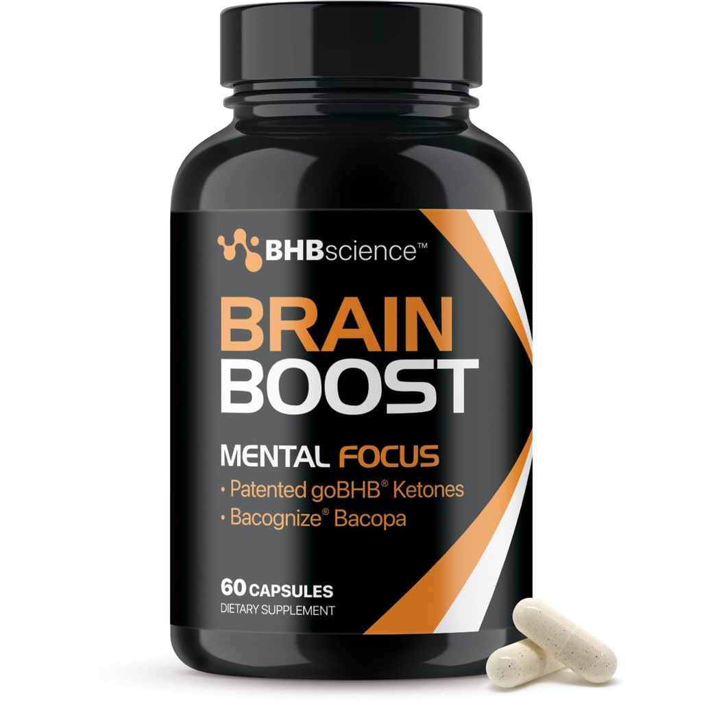 Suplement booster mózgu dla ostrości - Klinicznie zwalidowane Nootropics uzupełnienie wsparcia mózgu z Bacopa Monnieri Extract & Opatentowany goBHB dla wsparcia kognitywnego - Trzecia strona Tested (30 Służenia)