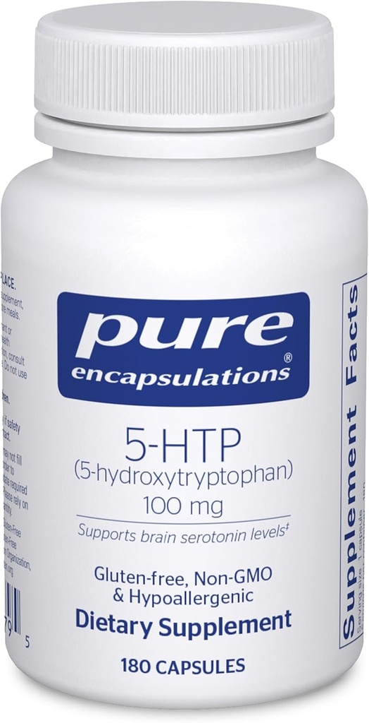 Pure Encapsulations 5- HTP 100 mg - Zdrowie mózgu, Regulacja snu i Wsparcie przystawek * - 5- Hydroksytryptofan - Gluten Free & Non-GMO - 180 Kapsułki
