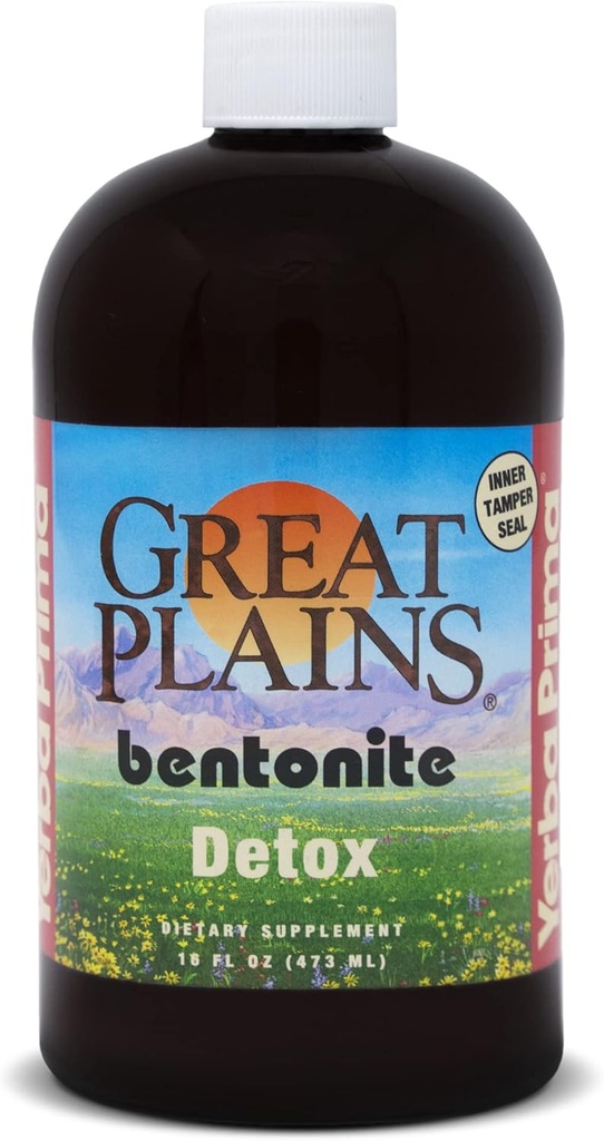 Yerba Prima Liquid Great Plains Bentonite Clay - od starożytnego pyłku wulkanicznego - Natural Mineral Supplement