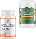 Urolityna A Suplement 1500MG Plus brązowy ryż Białko + Super Zielony proszek Superfood Suplement z elektrolitami i ziołami tonicznymi