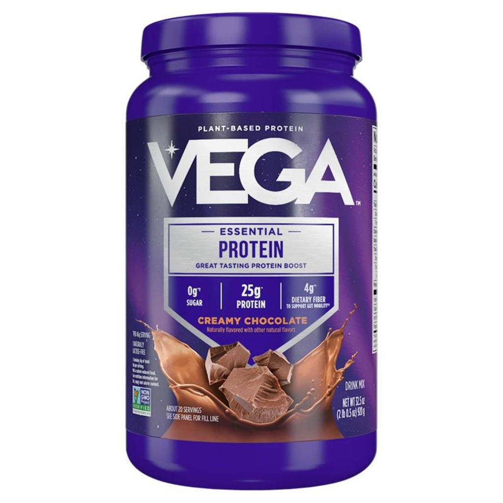 Białko pierwotne Vega - 25g Białko oparte na plantacji, czekolada kremowa, 20 Słupki, Wegan Non-GMO Drink Mix, Smoothie & Shake Ready, Gluten Free, Dairy Free, 32.5oz (Packaging May Vary)