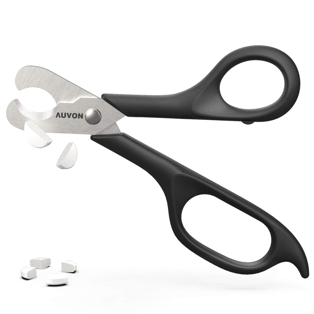 AUVON Scissors- Shaped Pill Cutter, Sharp Blade Pill Splitter dla łatwego podziału większości 5-15 mm witaminy, tabletki i leki w połowie