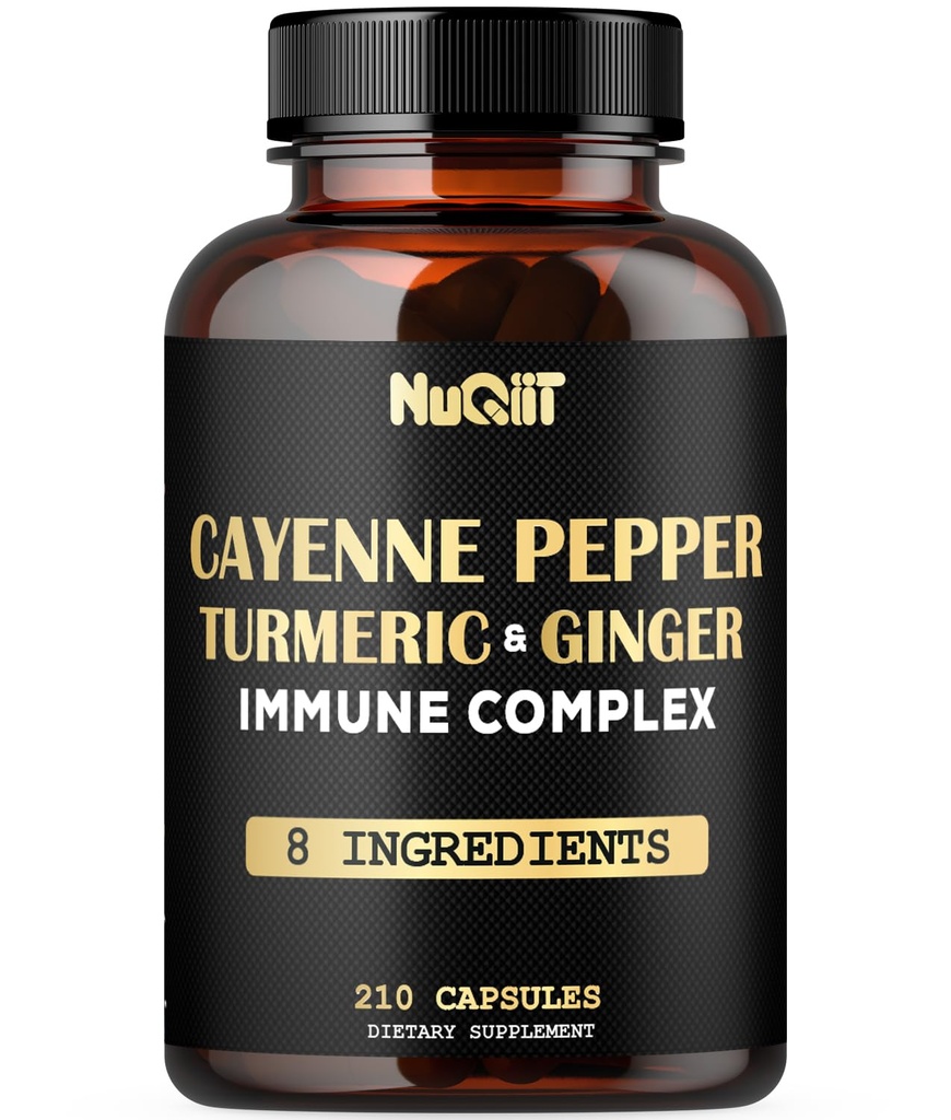210 Pigułki - Cayenne Pepper Kapsułki Organiczne z Turmeric, Ginger, Zespół wsparcia immunologicznego jak Elderberry, Echinacea, Bulb czosnku - trawienie, Heart Health & Body Management