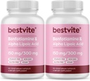 Benfotiamina 150mg / Alpha Lipoic Acid 300mg (240 Kapsułki wegetariańskie) (120x2) - No Stearates - Vegan - Gluten Free - Non GMO