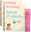 LOVEBUG Probiotyki dla niemowląt 0- 6 Miesiące - USDA Organic Probiotics for Babies, Wspiera Baby Gaz, Kolic, Biegunka i nowo narodzonych Zaparcia Relief, Allergen & Sugar Free, Proszek bez smaku, 60 Pack