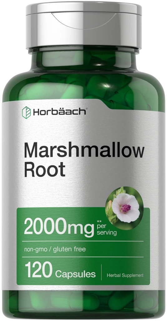 Horbäach Marshmallow Korzeń Kapsułki 124; 2000mg 124; 120 Hrabia 124; Non- GMO & Gluten wolny 124; Tradycyjny Herb Extract
