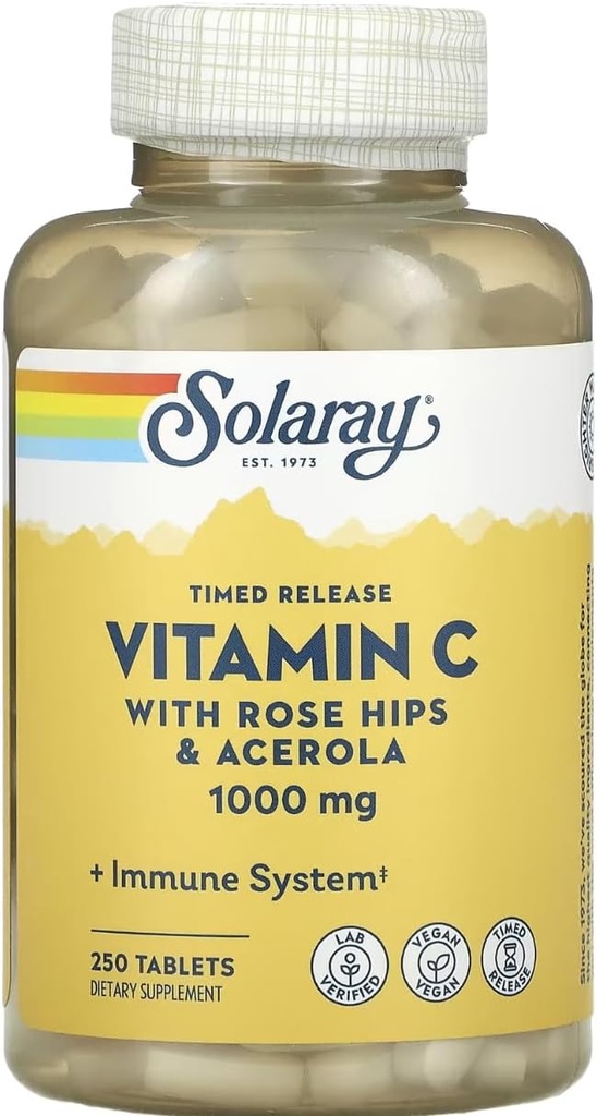 SOLARAY Timed Release Witamina C z Rose HIPS & Acerola, 1000 mg, 250 tabletek