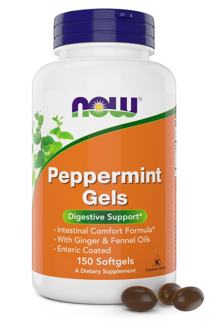 Teraz Peppermint żele z oleju imbirowego i oleju koprowego, 150 Softgels, Enteric Coated