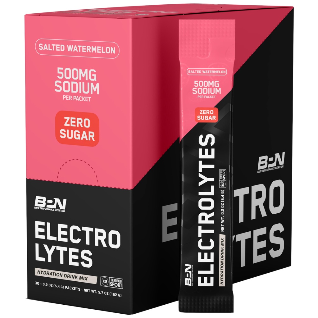 BPN Electrolytes Go Packs Hydration Drink Mix 124; Sugar Free Electrolyte Powder Building 124; 500mg sodu na podawanie 124; Naturally Sweetened Agregat 124; Salted Arbuz, 30 Służenie