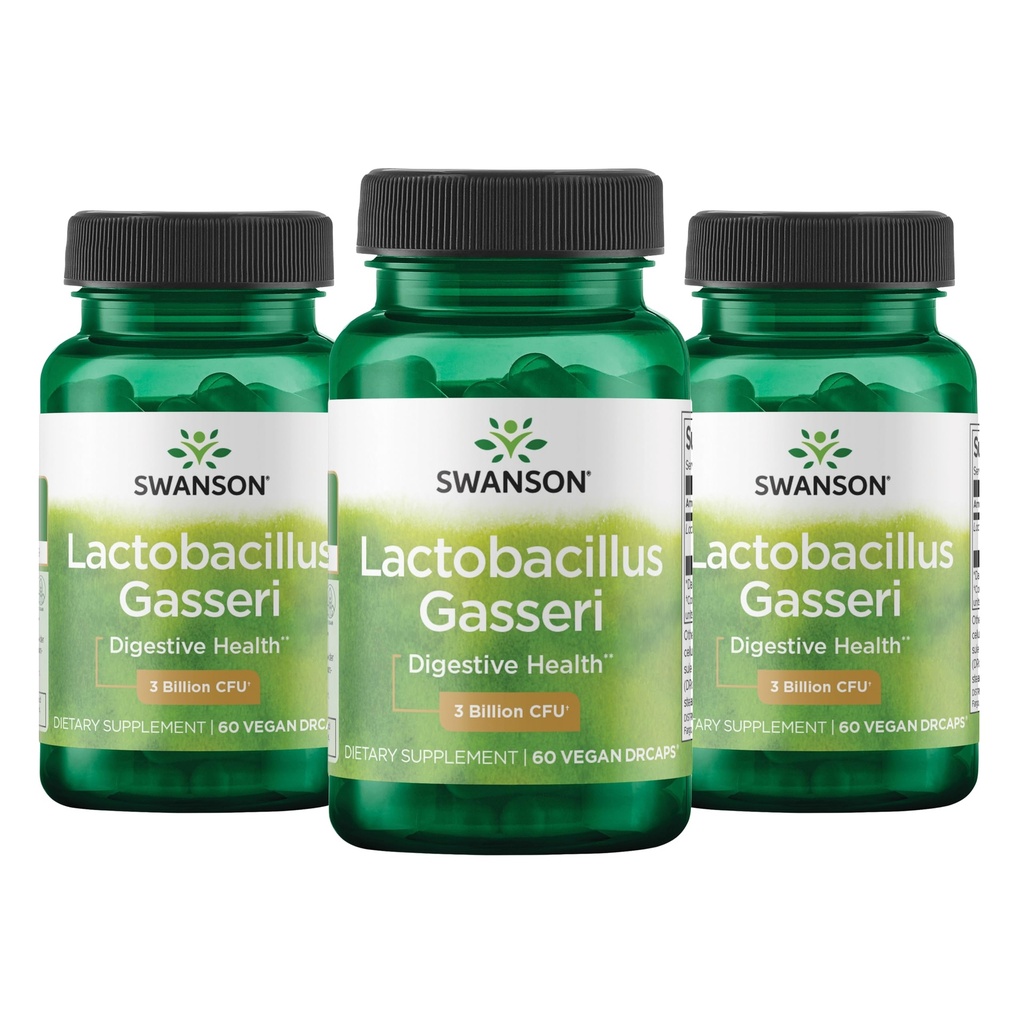 Swanson Lactobacillus Gasseri Probiotic dla dorosłych Poszukiwana Poparcie pokarmowe i Metaboliczne z 3 Miliard CFU - Acid- Resistant, Brak chłodzenia (60 Kapsułki wegańskie, 3 Pack)