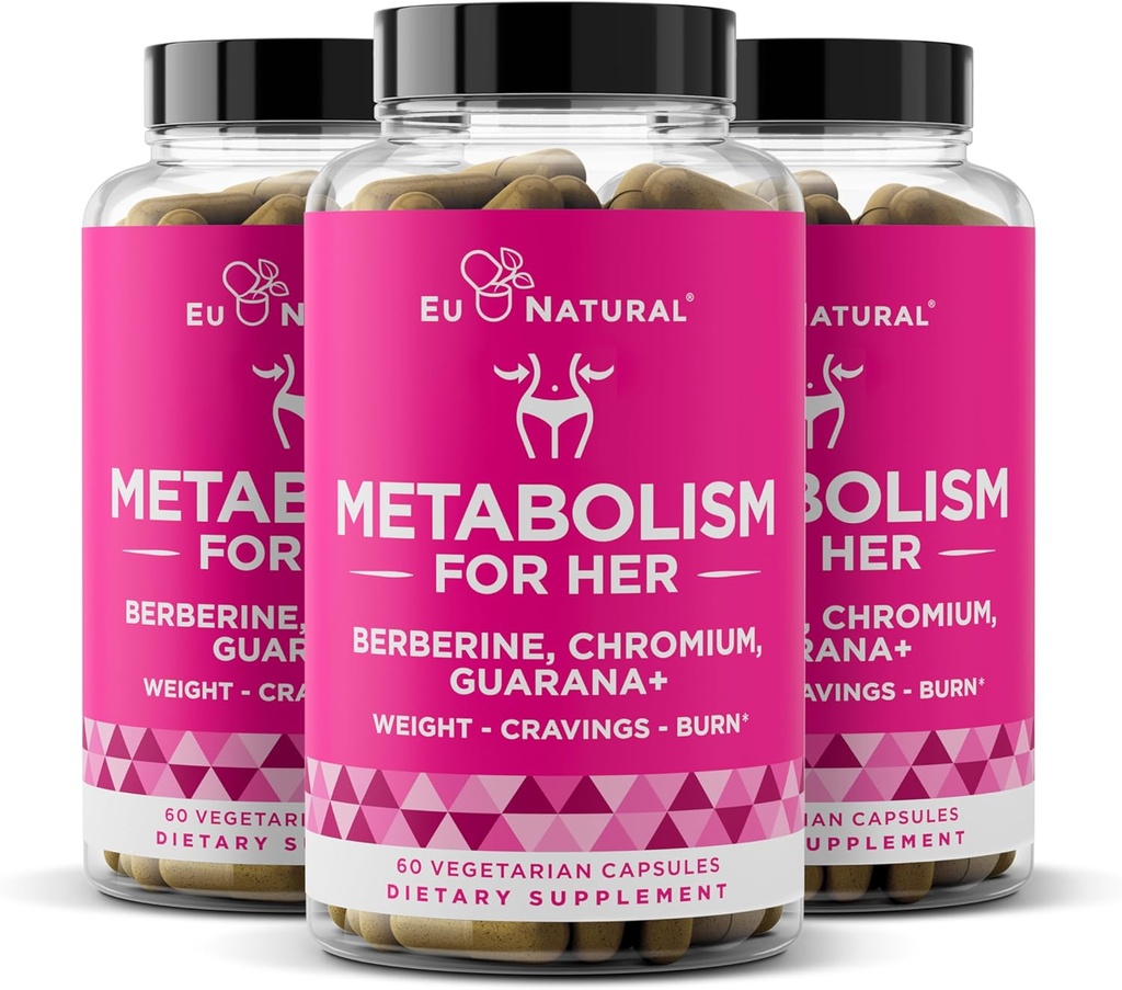 Metabolizm dla jej 3-pack Paczka - Odchudzanie pigułki dla kobiet - Apetite Suppressant, Fat Burner, Metabolizm Booster - Zwalczanie pragnienia i Stracić Belly Fat - Berberine, Picolinate Chrom & Guarana