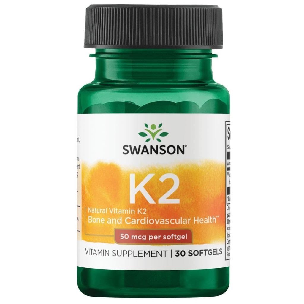 Swanson Naturalna witamina K2 (Menaquinone- 7 z Natto) 50 µg 30 Sgels (1 opakowanie)