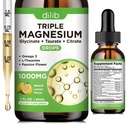 Liquid Magnesium Glycinate Supplement 1000mg, Calm Magnesium Citrate, Taurate Drops with Omega 3, Zinc, Ashwagandha, L-Theanine, Chamomile for Sleep, Mood, Stress Relief, Bone, Muscle, Lemon Flavor