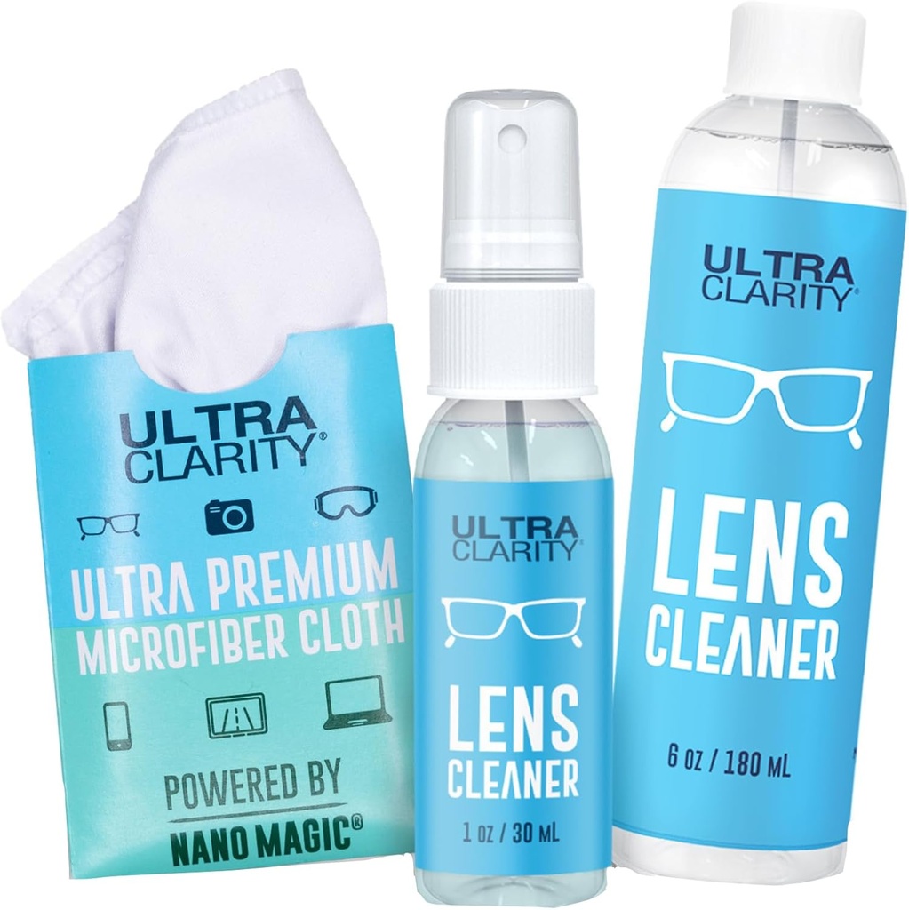 Napędzany przez Nano Magic Eyeglass Lens Sprzątanie spray 7oz Value Pack Xi124; 1oz Spray, 6oz Refill, Micro fiber Cloth Xi124; do okularów, Telefon, Elektroniczne Screeny, powierzchnie optyczne, powierzchnie pokryte