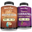 Żywotna żyłka Premium Magnezu L- Threate & Resveratrol Supplement Bundle: Wysoka Absorpcja Magnezu Threate i Resveratrol Kapsułki do naprawy, Obrona, & Witalność
