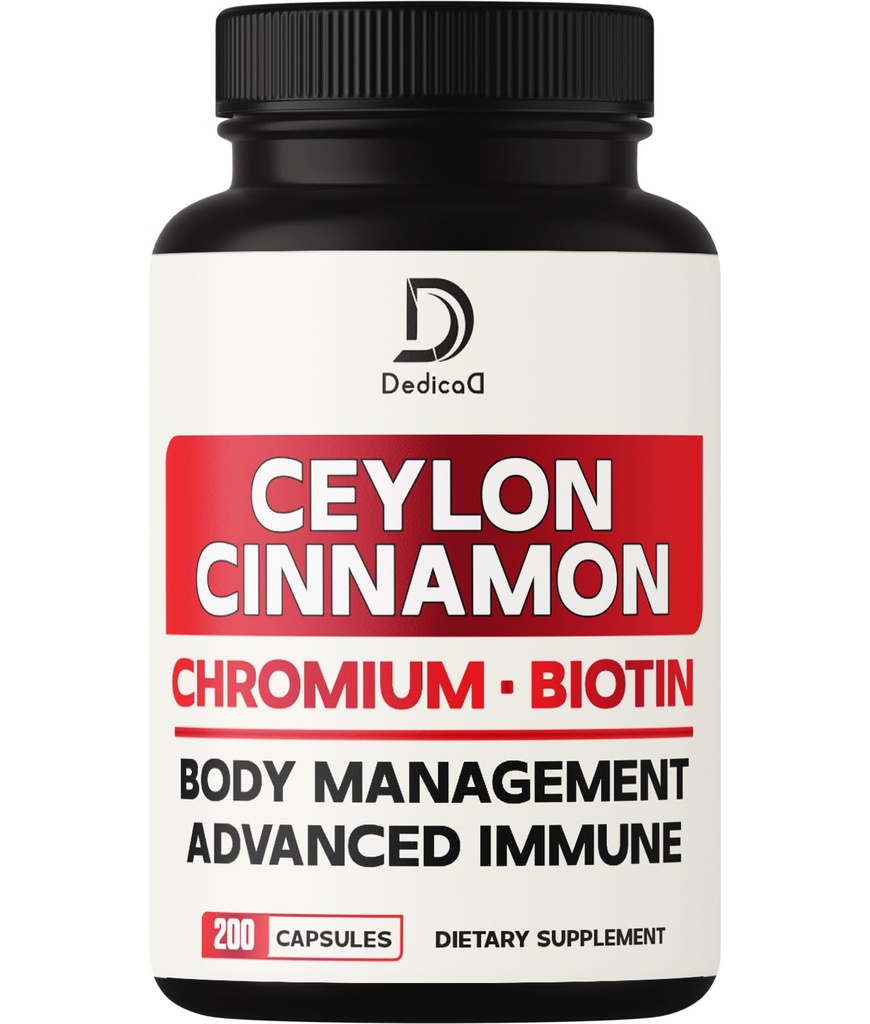 13in1 Ceylon Kapsułki cynamonowe - 200 Kapsułek z pikolinianem chromu, Biotyna, Nasiona winorośli, Elderberry & Więcej