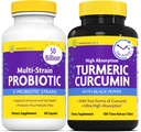 InnovixLabs Multi Probiotic & Curcumin Bundle Multi- Strain Probiotic (60 Kapsułek uwalniających czas) Kurkumina Turmerowa (100 tabletek uwalniających czas). Pomaga Gut i Immune Health. *