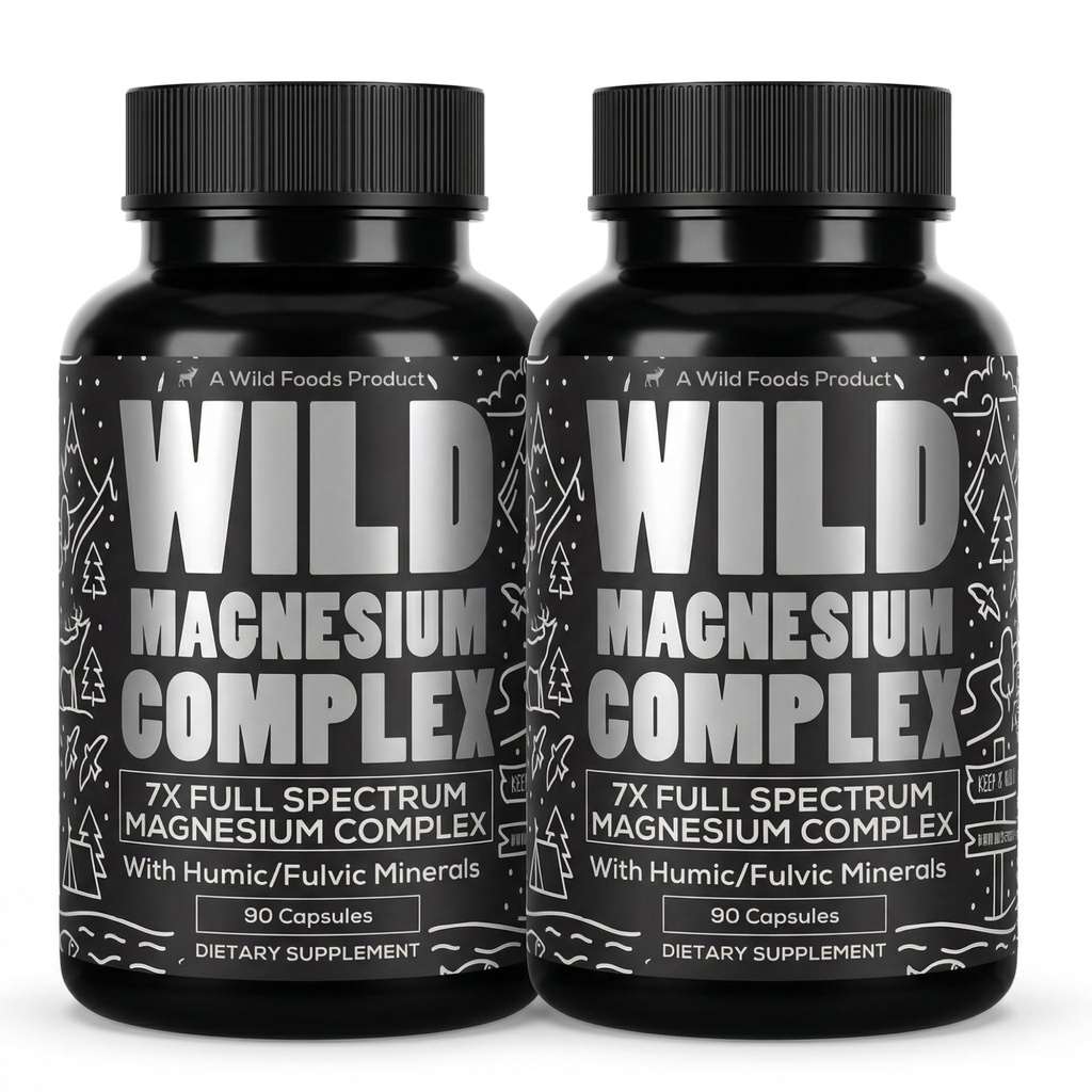 Wild Foods Magnezu Complex Supplement z 7X Forms Budapest 124; Wysoka absorpcja, Full Spectrum, Easy Diseasure Equipment 124; 500mg Glycinate, Bisglicinate, Malate, Orot, Cytrate, Taurate Equipment 124; 90 kapsułki (opakowanie po 2)