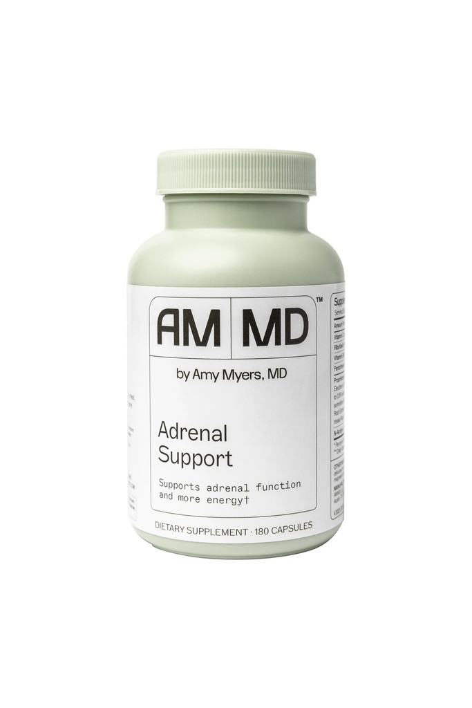 Amy Myers MD Wsparcie nadnerczy - Adaptogenetic Herb Supplement with Ashwagandha, Riboflavin, Witamina B6 & More - Gluten- Free, Non-Dairy & Non-Soy - 180 kapsułki