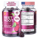 Beet Chews for High Blood Pressure - Beet Root Gummies Made in USA with Tart Cherry - Nitric Oxide Supplements for Energy and Cardio Health - Vegan, No GMO, Pectin Based - for Women and Men, 60 szt.