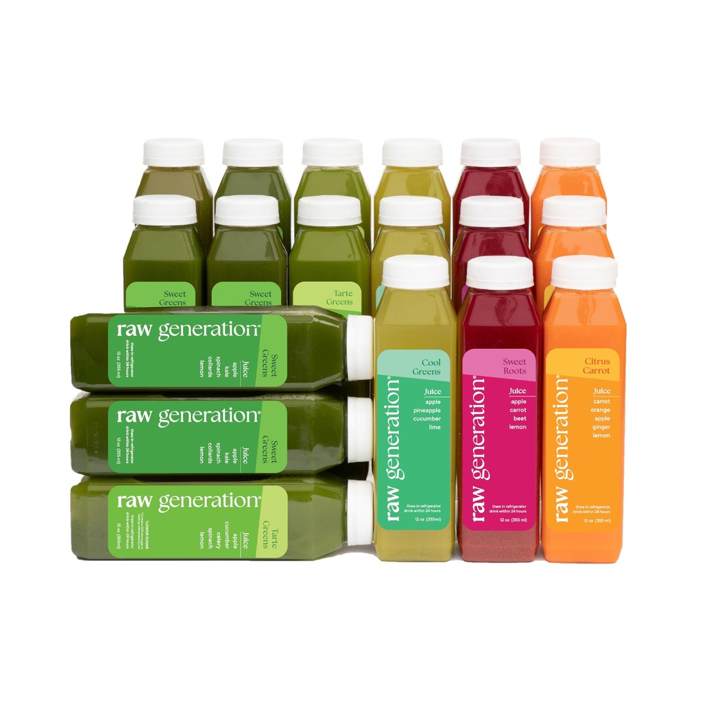 Surowa generacja chudy Cleanse - 3- dzień Sok Cleanse dla utraty wagi, Detox, Zmniejszone wzdęcia i zwiększona energia - 18 Sok chłodzony do Crush pragnienia i reset swój diet
