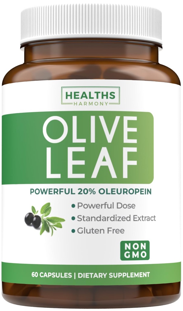 Ekstrakt Super Siła Olive Leaf Capsules - Vegan Non-GMO 750mg Olive Extract z 20% Oleuropein Antyoksydant Suplement dla Immunity Skin and Heart Health Support - Made in The USA (2 Month Supply)